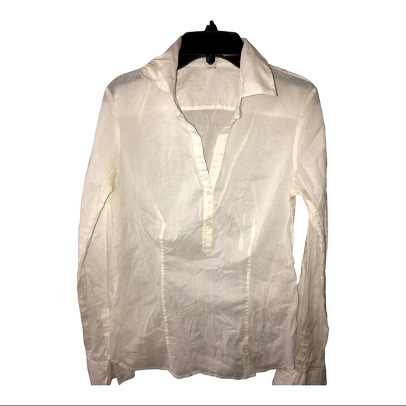 Express design‎ studio off white sheer long sleeve buttoned down shirt size XS - Picture 1 of 9